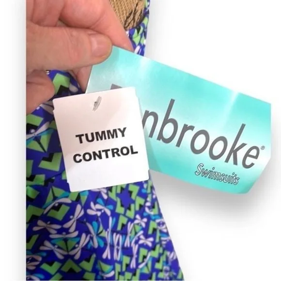 Penbrooke Swimsuits Tummy Control Size 16 Purple, Green, Black & White - Picture 9 of 10